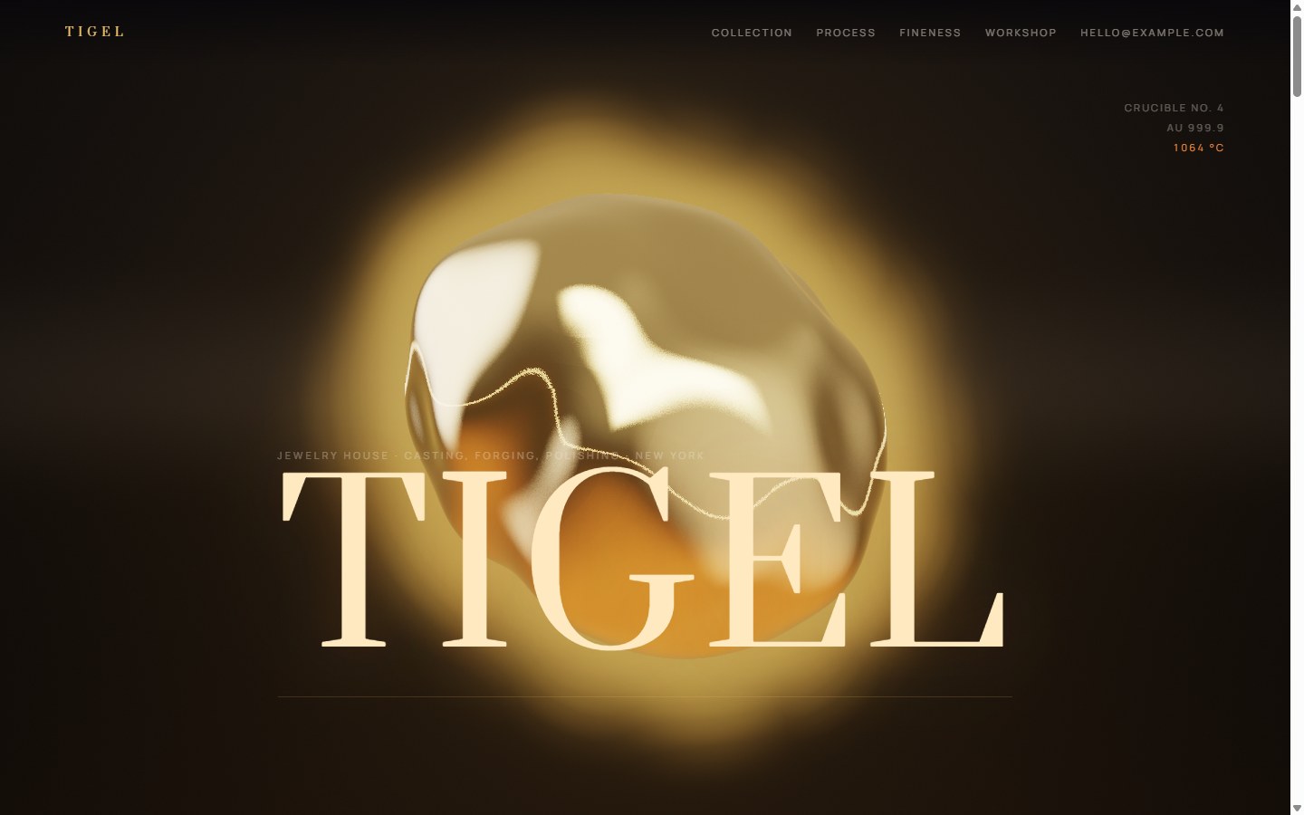 TIGEL site: molten gold, raymarching